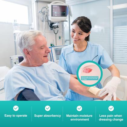 Imagem de Curativo de espuma de silicone Dimora 6x6cm para tratamento de feridas à prova d'água