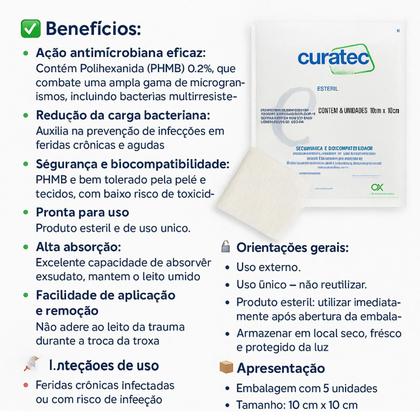 Imagem de Curativo Ferida Lesao Machucado Com Phmb Hosp. Pacote C/5 Unidades