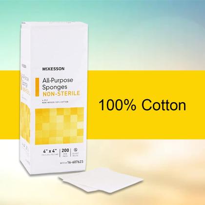 Imagem de Curativo para feridas McKesson, esponjas de algodão de 4 camadas, 5x5 cm, 8000 ct