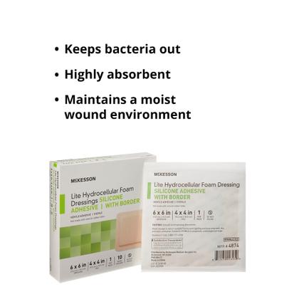 Imagem de Curativo para feridas McKesson Lite Foam Silicone Adesivo 15x15cm