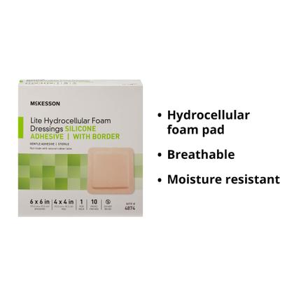 Imagem de Curativo para feridas McKesson Lite Foam Silicone Adesivo 15x15cm