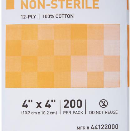 Imagem de Curativo para feridas, tecido McKesson, algodão de 12 camadas, 10 x 10 cm, 200 quilates