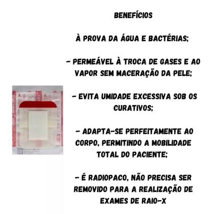 Imagem de Curativo Transparente Impermeável Com Compressa Para Feridas Machucados 8x10cm (01 Unidade)