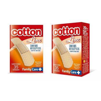 Imagem de Curativos Antisséptico Flexível Adesivo Cotton Line 35 Unidades Bege Kit 3 Caixas