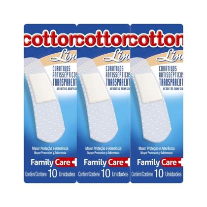 Imagem de Curativos Antissépticos Cotton Line - Cor Transparente - C/ 10 Unidades
