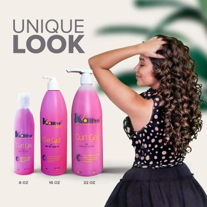 Imagem de Curl Gel KALIVE Curl Gel 473ml para cabelos cacheados - todos os tipos de cabelo