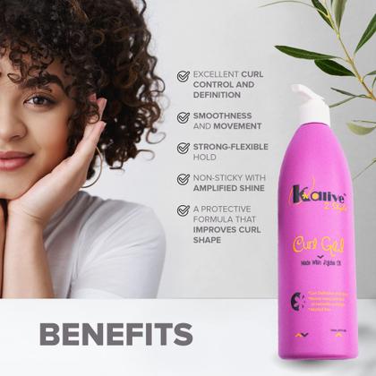 Imagem de Curl Gel KALIVE Curl Gel 473ml para cabelos cacheados - todos os tipos de cabelo