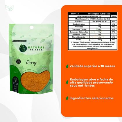 Imagem de Curry Em Pó 100% Orgânico Qualidade Superior Importada Pouch Kit 2 50g 