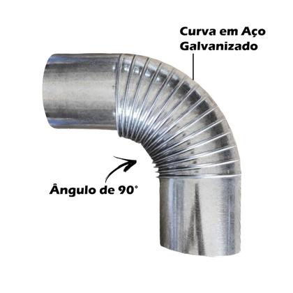 Imagem de Curva Chaminé 90º Cano Joelho Galvanizado Para Fogão à Lenha N1 N2 N3 Lareira Churrasqueira - AMZ