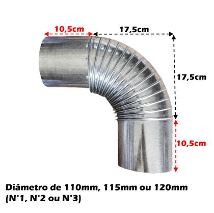 Imagem de Curva Chaminé 90º Cano Joelho Galvanizado Para Fogão à Lenha N1 N2 N3 Lareira Churrasqueira - AMZ