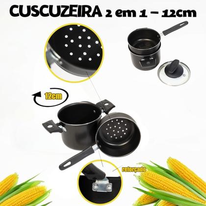 Imagem de Cuscuzeira 2 em 1 Individual Pequena 1,1 L Cuscuz a vapor.