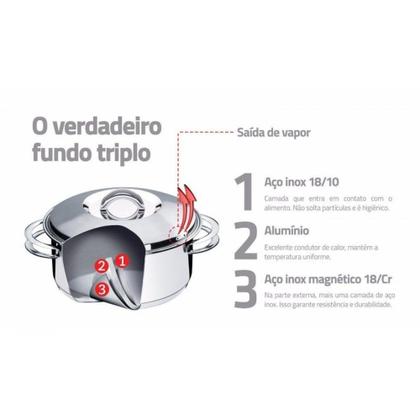 Imagem de Cuscuzeira Aço Inox com Fundo Triplo 2 Peças Solar Tramontina