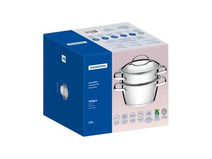 Imagem de Cuscuzeira Allegra Inox Com Fundo Triplo 2 Peças Tramontina