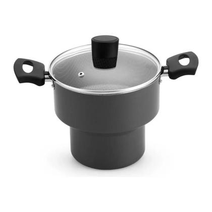 Imagem de Cuscuzeira Antiaderente C/ Tampa de Vidro 14  Vermelho/Cinza