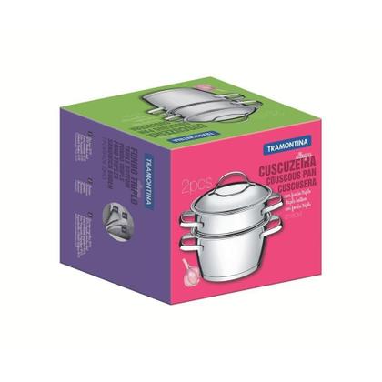 Imagem de Cuscuzeira Cozi-vapore Allegra Em Aço Inox Com Fundo Triplo 16cm 2 Peças - Tramontina 65650050