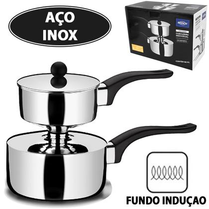 Imagem de Cuscuzeira Fogão de Indução Antiaderente Aço Inox Individual 500ml 16cm Brinox