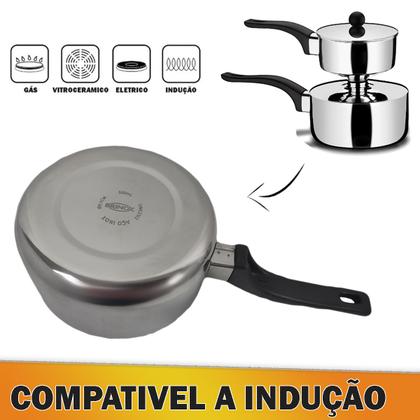Imagem de Cuscuzeira Fogão de Indução Antiaderente Aço Inox Individual 500ml 16cm Brinox