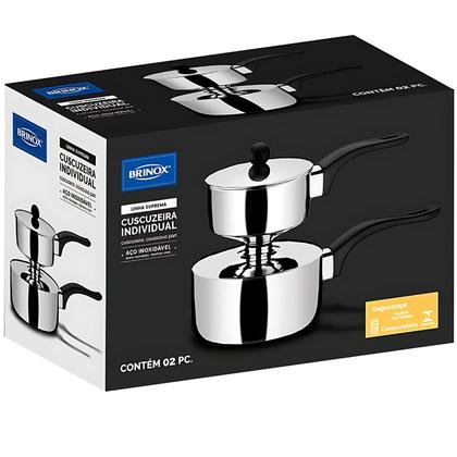 Imagem de Cuscuzeira Individual Inox Brinox Suprema Panela Vapor