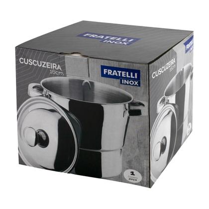 Imagem de Cuscuzeira Inox 16cm Individual Pequena Fratelli Panela De Cuscuz Nordestino Com Tampa