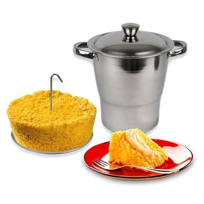 Imagem de Cuscuzeira Inox 16cm Individual Pequena Fratelli Panela De Cuscuz Nordestino Com Tampa