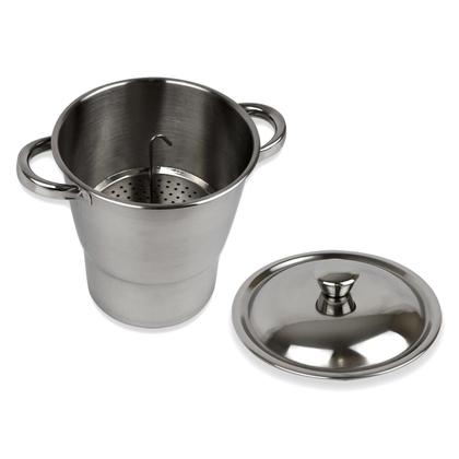 Imagem de Cuscuzeira Inox 16cm Individual Pequena Fratelli Panela De Cuscuz Nordestino Com Tampa