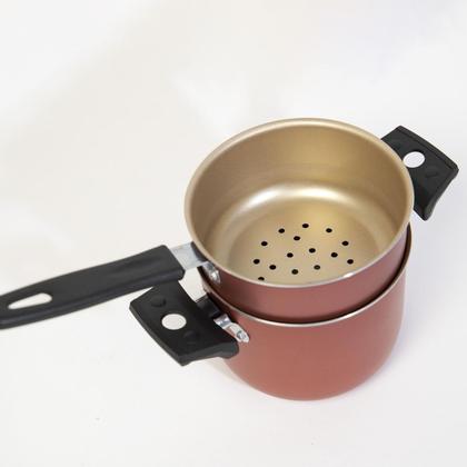 Imagem de Cuscuzeira pequena 2 em 1 Cor cereja 1,1litro Fortaleza.