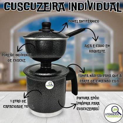 Imagem de Cuscuzeira Porção Individual Nordestino em Alumínio Craqueado 1 Porção