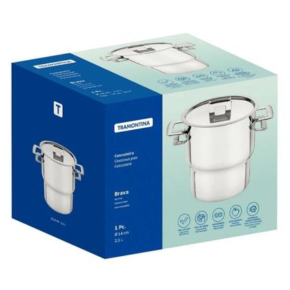 Imagem de Cuscuzeira Tramontina Inox Brava Com Tampa Completa
