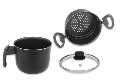 Imagem de Cuscuzeiro 14cm Preto com Tampa de Vidro - Dona Chefa