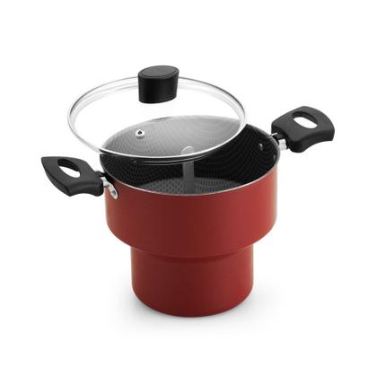 Imagem de Cuscuzeiro Enjoy 14 Antiaderente Vermelho com Tampa de Vidro