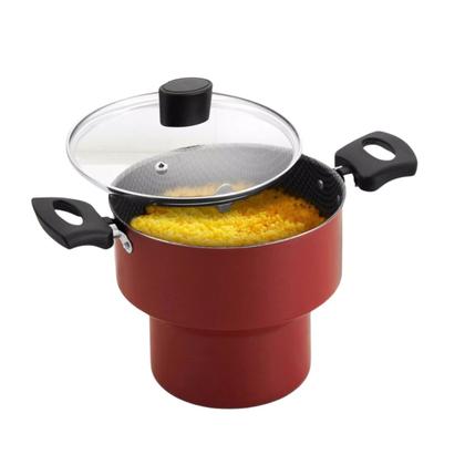 Imagem de Cuscuzeiro Enjoy 18 Antiaderente Vermelho com Tampa de Vidro