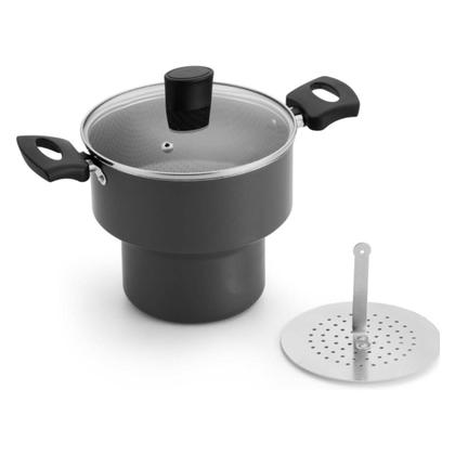 Imagem de Cuscuzeiro Enjoy 18 C/ Tampa De Vidro AA Cinza