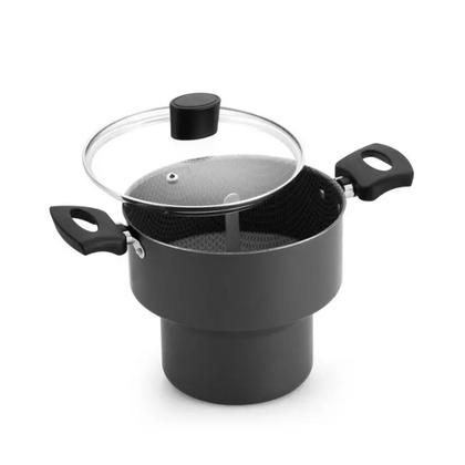 Imagem de Cuscuzeiro Enjoy 18 Com Tampa De Vidro  Cinza/Vermelho Alegrete