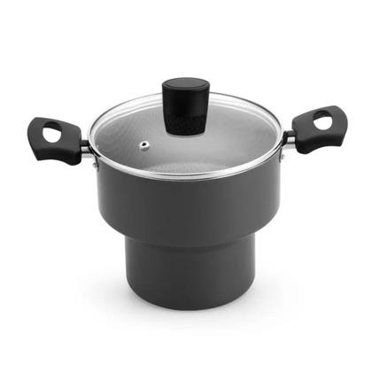 Imagem de Cuscuzeiro Enjoy 18 Com Tampa De Vidro  Cinza/Vermelho Alegrete