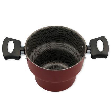 Imagem de Cuscuzeiro Enjoy Antiaderente 14cm  Vermelho com Tampa de Vidro Qualidade e praticidade para sua cozinha