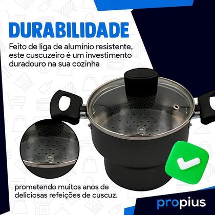 Imagem de Cuscuzeiro Enjoy Revestimento Andiaderente Tampa Vidro 14Cm