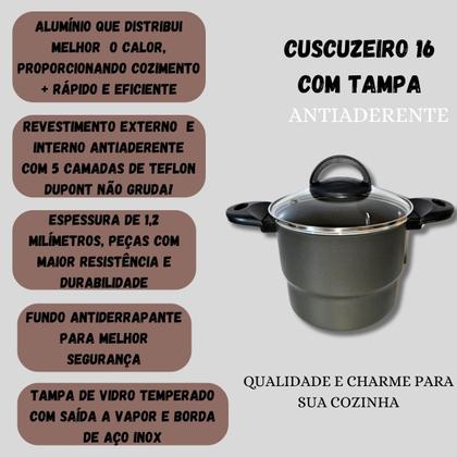 Imagem de Cuscuzeiro N16 Marcolar Antiaderente Com Tampa De Vidro