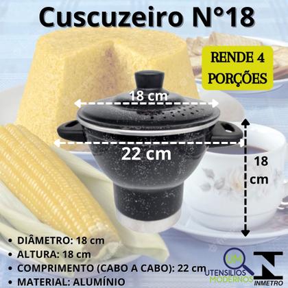 Imagem de Cuscuzeiro Nordestino de Alumínio  n 18 Cuscuzeira  Preto Liso