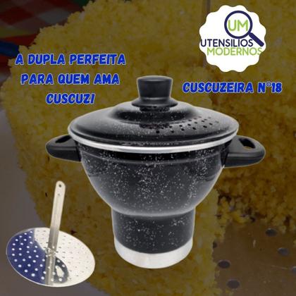 Imagem de Cuscuzeiro Nordestino de Alumínio  n 18 Cuscuzeira  Preto Liso