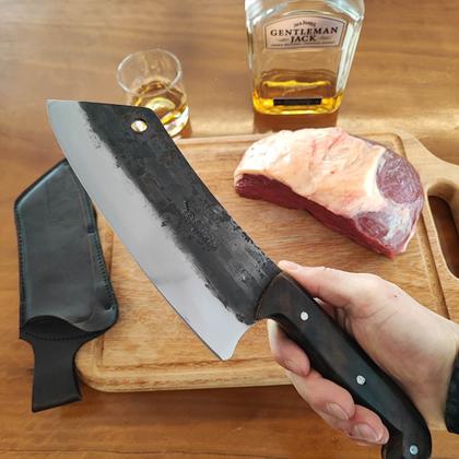 Imagem de Cutelo Gaúcho Artesanal Carne Churrasco 7' Aço Carbono Brut Forge Cozinha