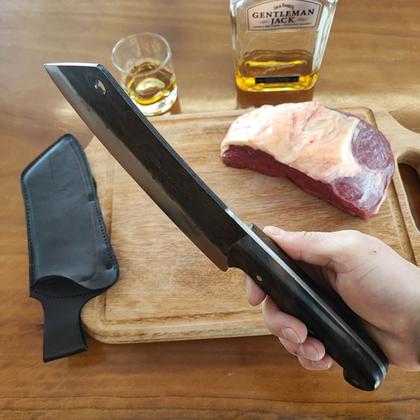 Imagem de Cutelo Gaúcho Artesanal Carne Churrasco 7' Aço Carbono Brut Forge Cozinha