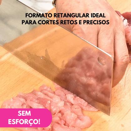Imagem de Cutelo Machadinha Inox 6” Profissional Chef Facão Cozinha Açougueiro Cabo Branco Osso Carne Grande