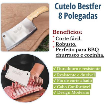 Imagem de Cutelo Tipo Artesanal Aço Manganês 5,5 Mm Full Tang 8 Pol