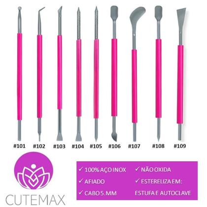 Imagem de Cutemax Silicone Unitários Palito Unha Bastão Desencravador Espátula De Inox Manicure