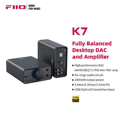 Imagem de DAC e amplificador de mesa FiiO K7 com 2 DACs AK4493SEQ