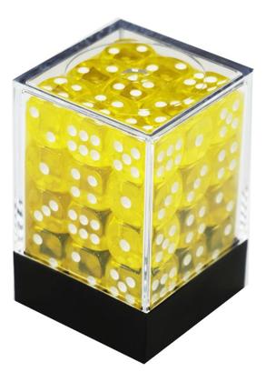 Imagem de Dado Central Translúcido Amarelo E Branco - 36 Dados D6 12mm