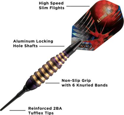 Imagem de Dardos Viper Atomic Bee Soft Tip Purple 16g com acessórios