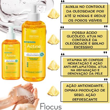 Imagem de Darrow Actine Oil Control Gel de Limpeza B5 Acido Glicolico 400g Pele Oleosa Mista Acneica