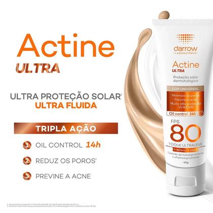 Imagem de Darrow Actine Ultra Kit com 2 Unidades  Protetor Solar Facial com Cor Universal FPS70  40g