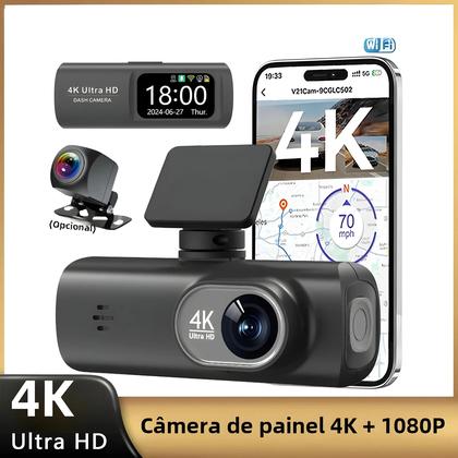 Imagem de Dash Cam 4K Dupla Lente com Câmera Traseira 1080P, WiFi, GPS e Monitoramento de Estacionamento 24h
